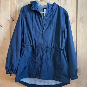 Gap Navy Blue Water Resistant Hooded Jacket